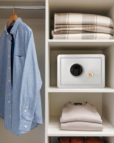 TigerKing compact white safe with digital keypad for easy access.