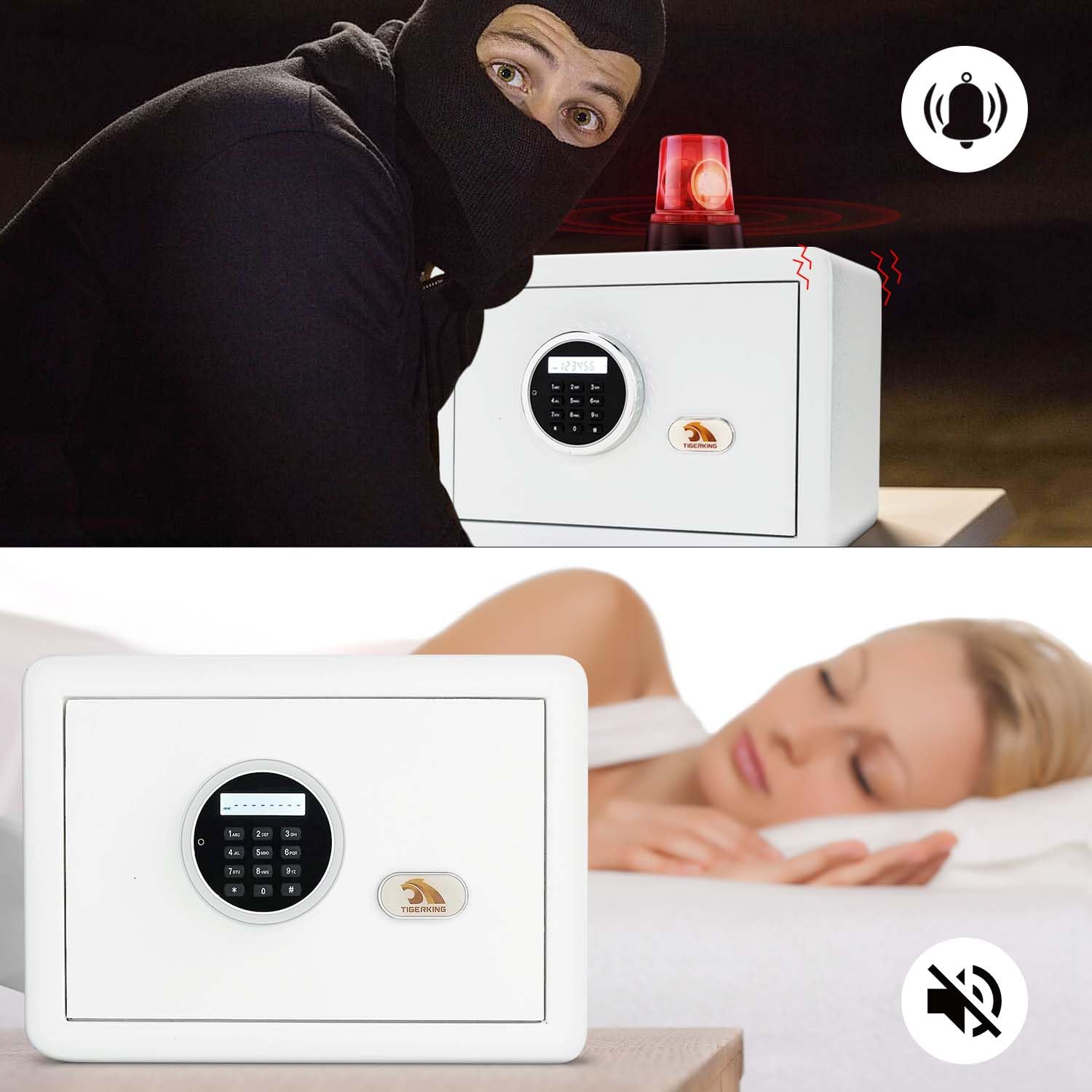TIGERKING compact safe ideal for dorms and apartments.