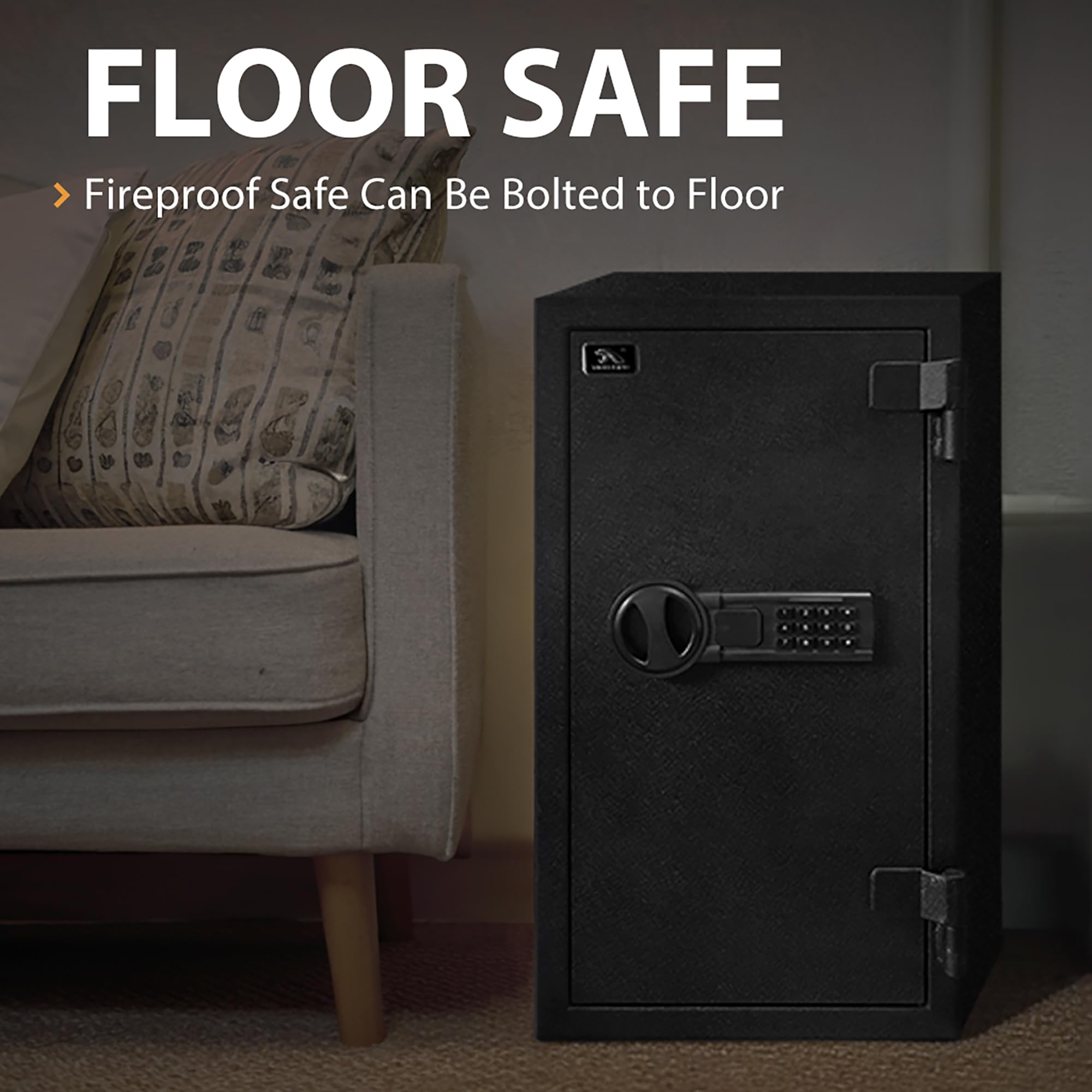 TigerKing fireproof safe external hinges preventing heat transfer.