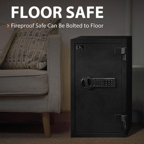 TigerKing fireproof safe external hinges preventing heat transfer.