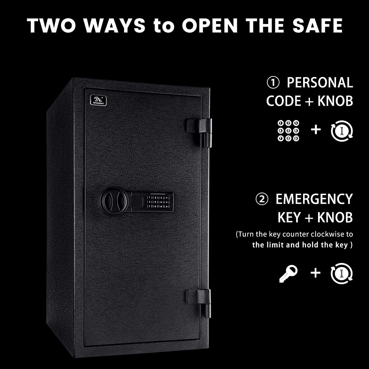 TigerKing fireproof safe close-up of reinforced bolts for strong anti-theft protection.