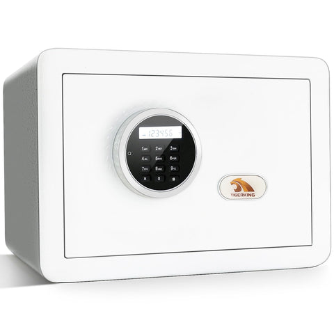 TIGERKING compact safe front view with a digital keypad for secure access.