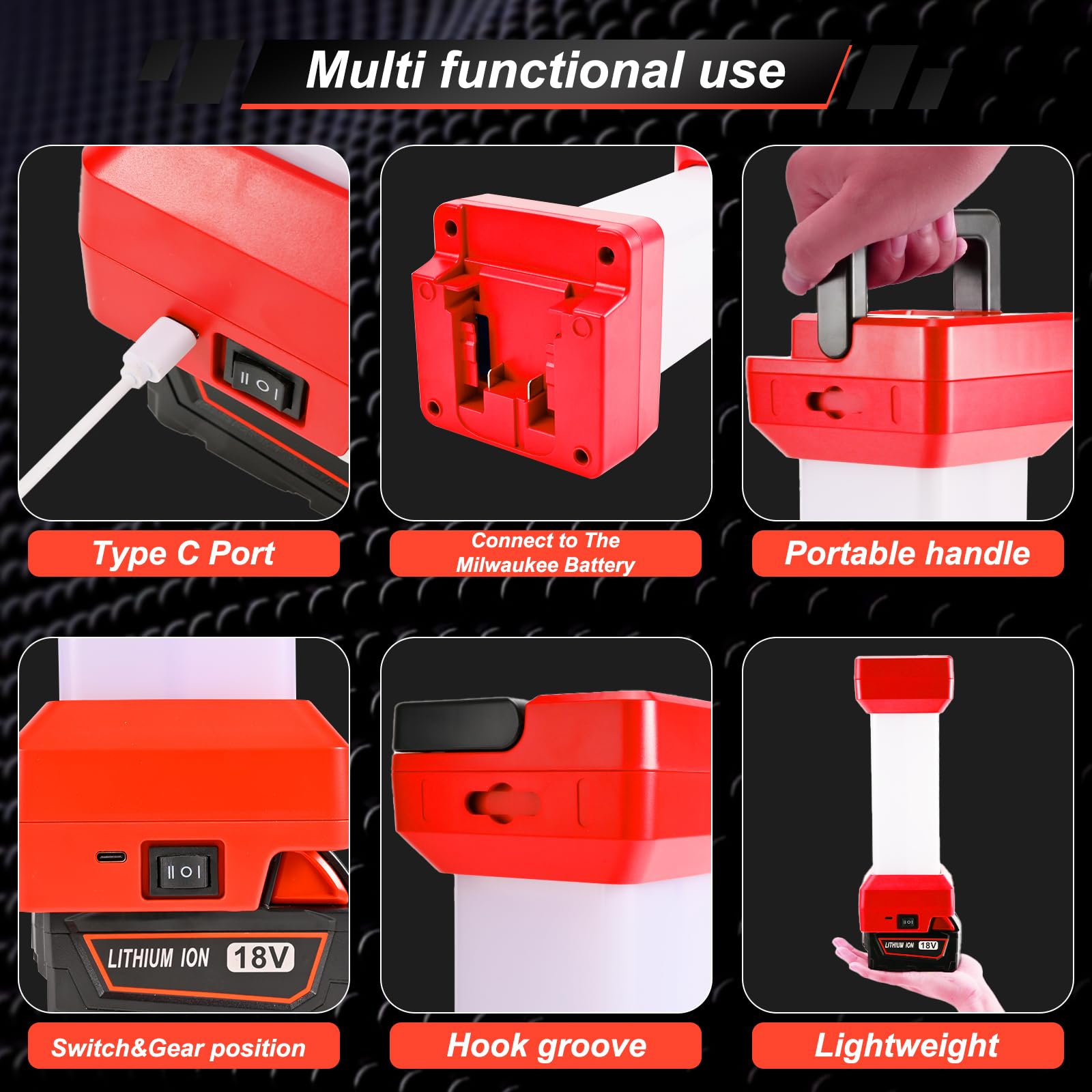 Tigerski LED work light used during camping in outdoor setting