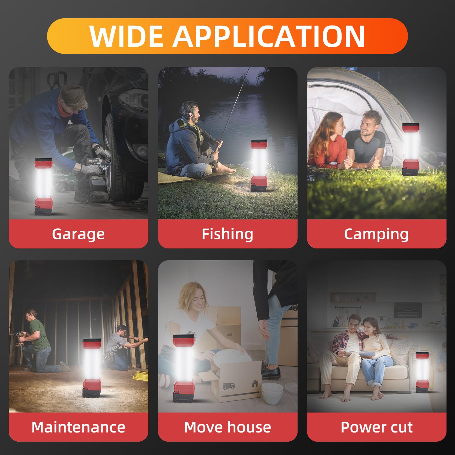 Portable Tigerski work light with built-in handle for easy transport