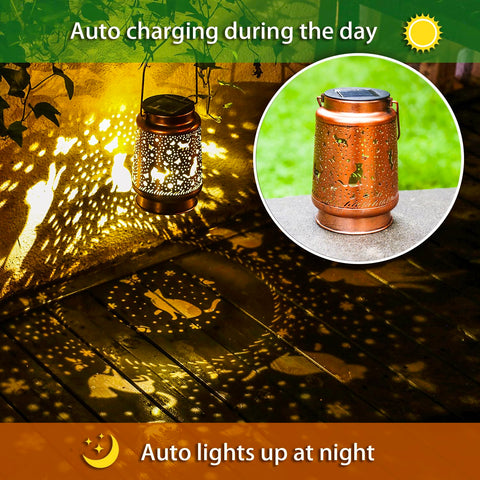 TIGGSY cat solar lantern hanging installation shows easy outdoor setup.