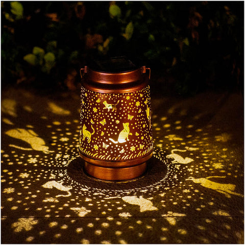 TIGGSY cat solar lantern hollow-out design creates decorative shadows.