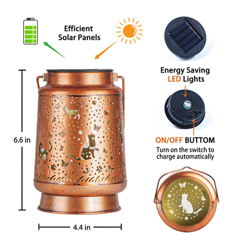 TIGGSY cat solar lantern IP65 weatherproof protection withstands rain.