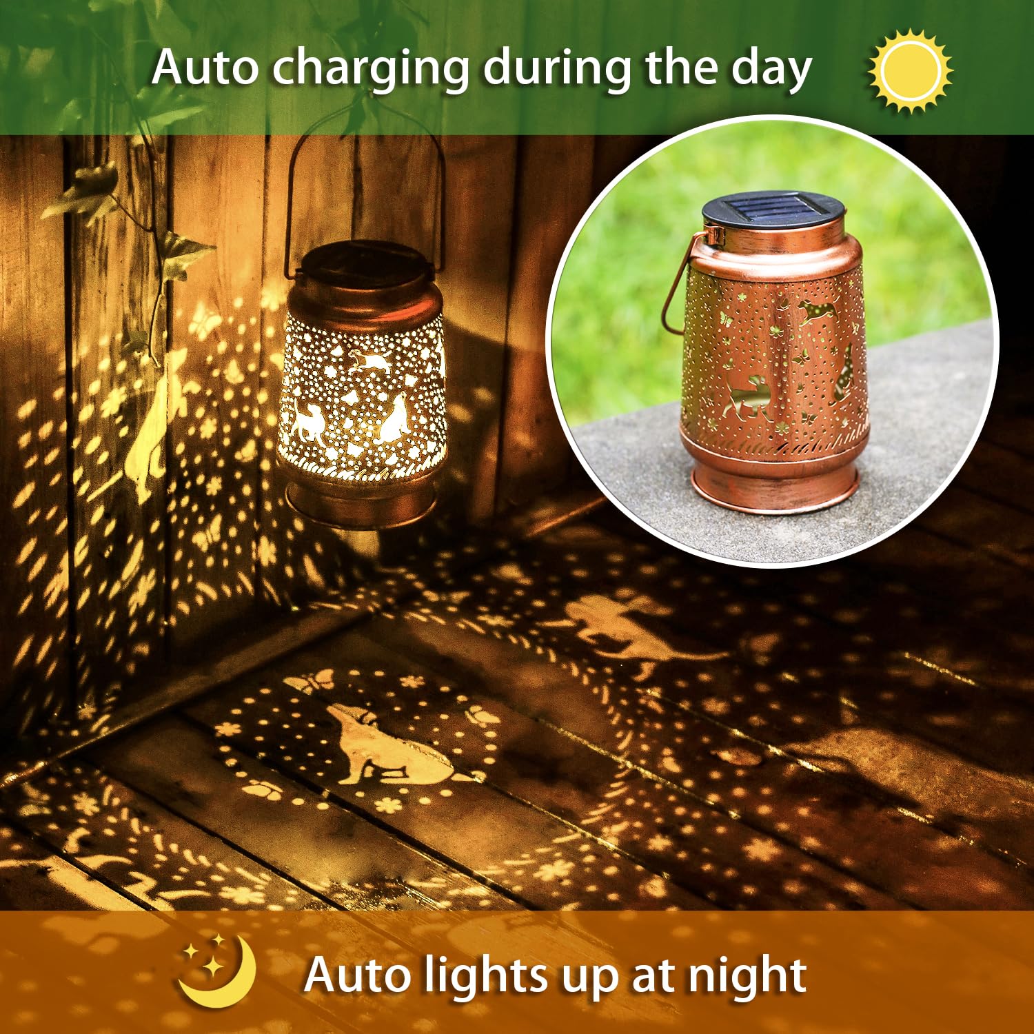 TIGGSY dog solar lantern yard pathway guides guests with subtle glow