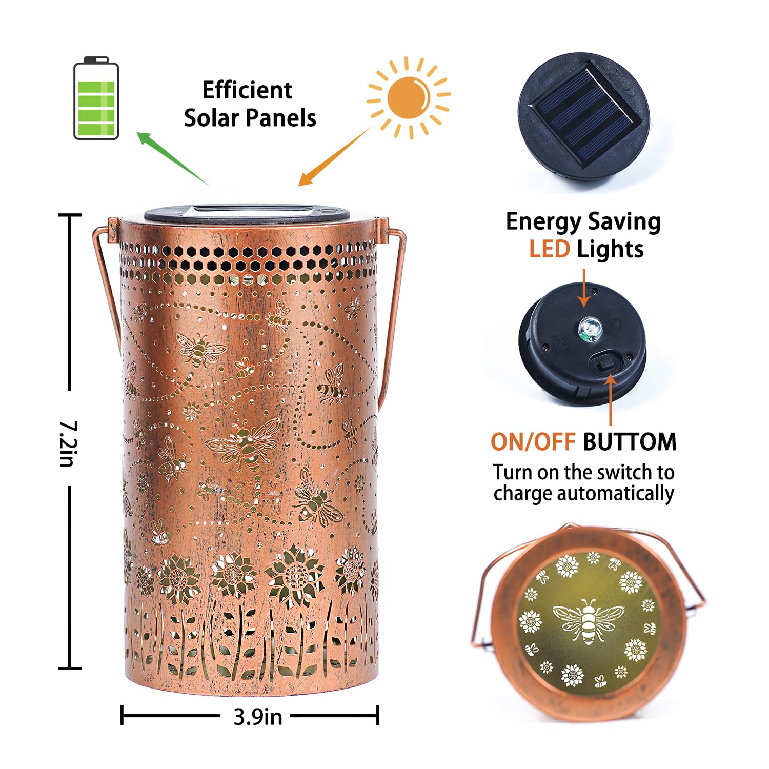 TIGGSY hanging bee lantern suitable for patios and gardens.