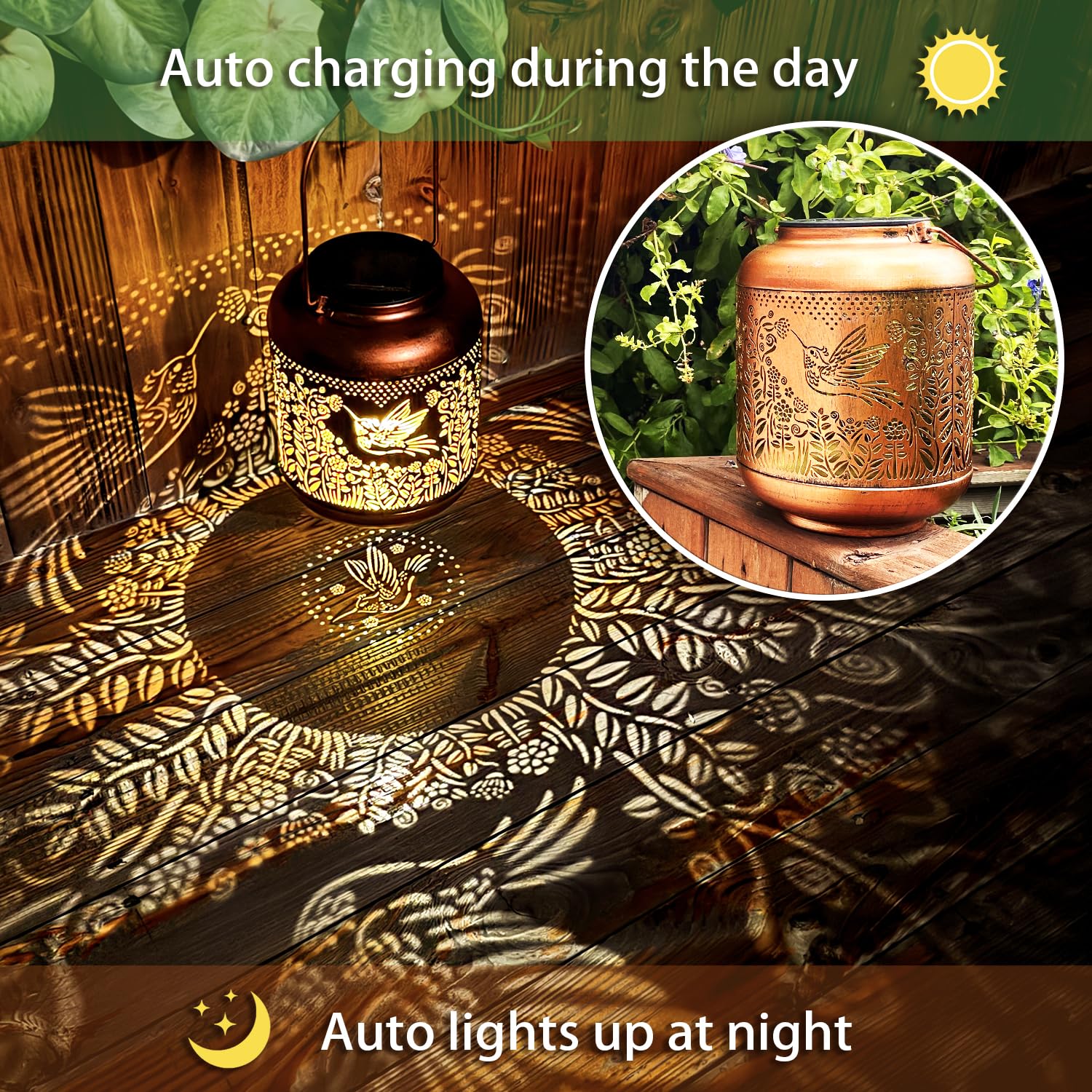 TIGGSY IP65 waterproof solar lantern withstands rain, keeping decorative light through seasons