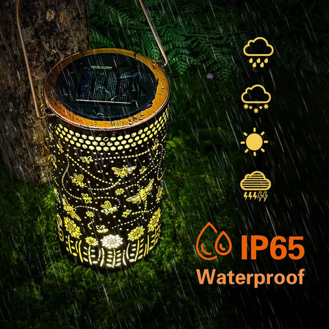 TIGGSY tabletop bee lantern brings warm glow to outdoor tabletops.
