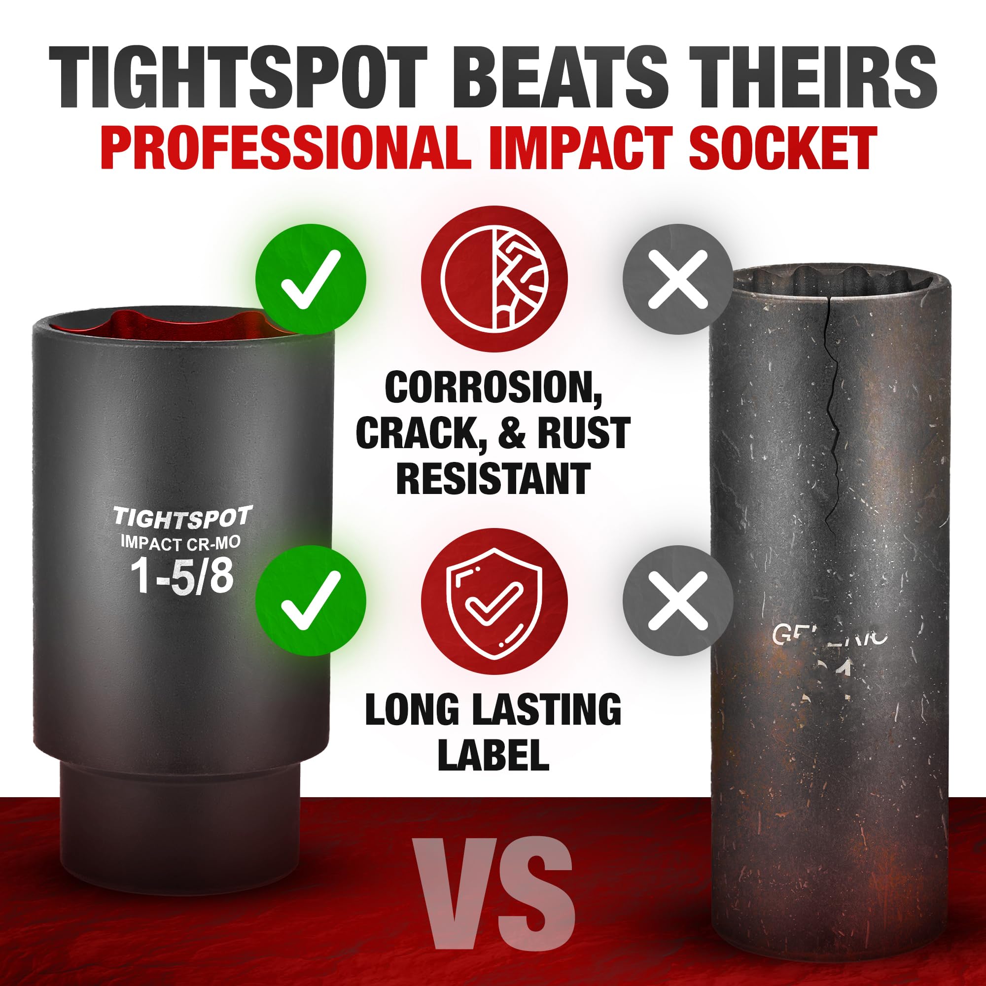 TIGHTSPOT heat-treated CRMO steel construction for durability.