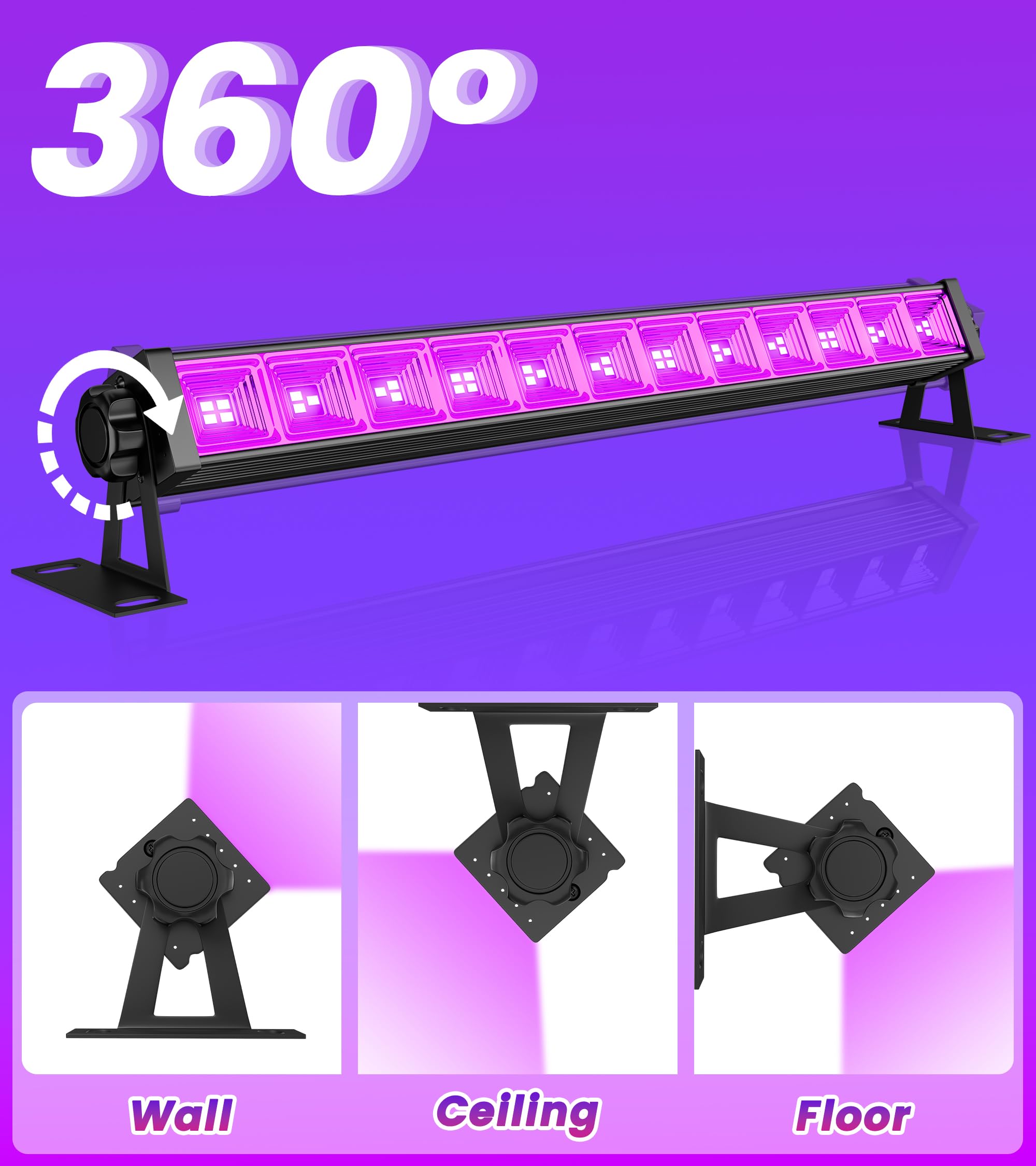 TigQiang 42W LED black light bar classroom glow effects