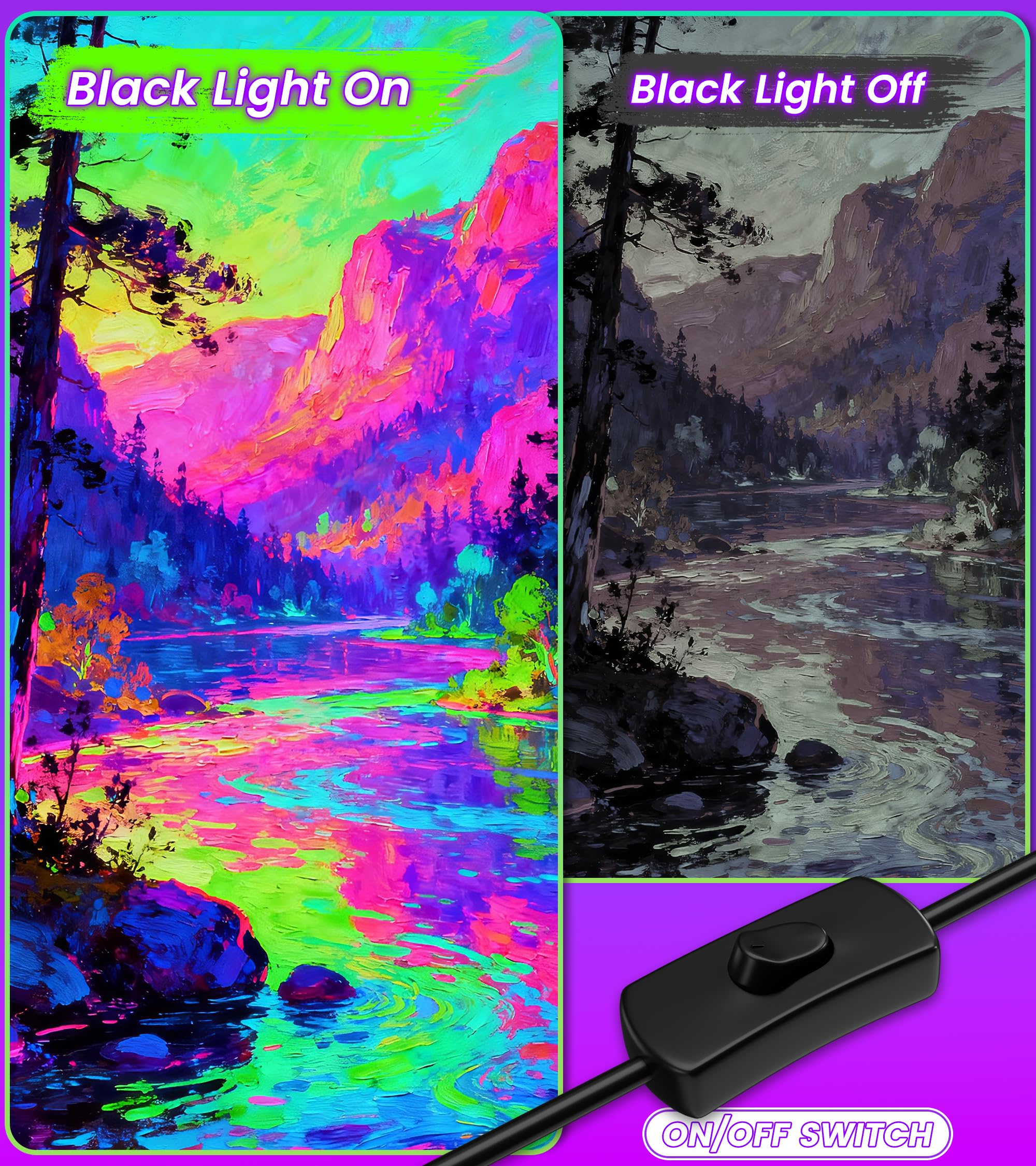 TigQiang 42W LED black light bar on floor stand for flexible setups