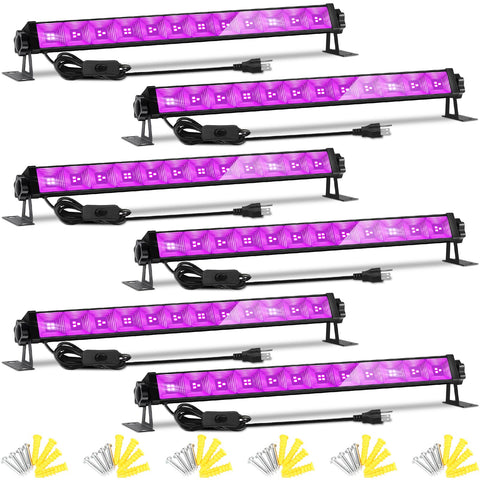 TigQiang 42W LED black light bar mounted on wall for wide glow at parties