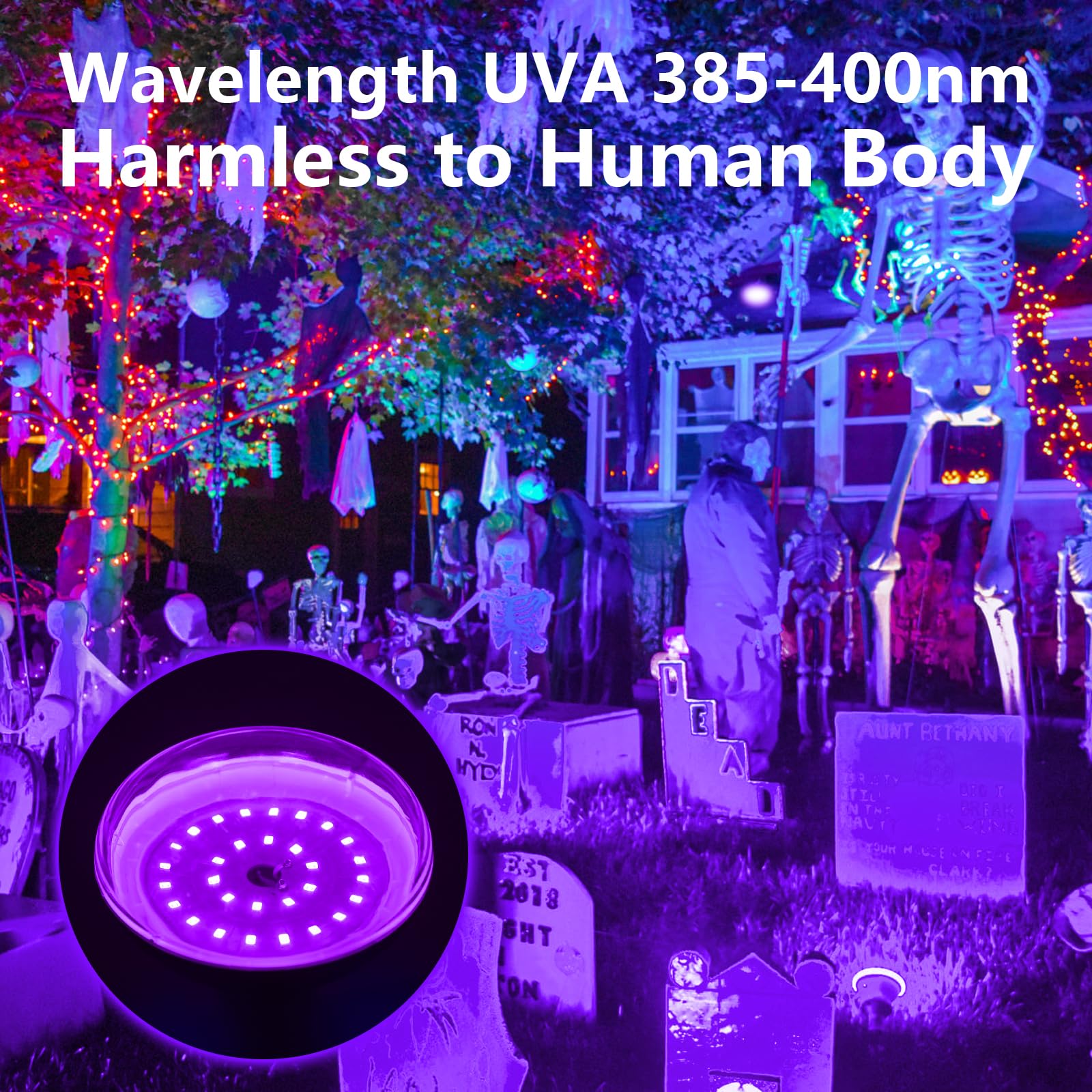 TigQiang blacklight bulbs install easily in any E26 fixture for quick ambience.