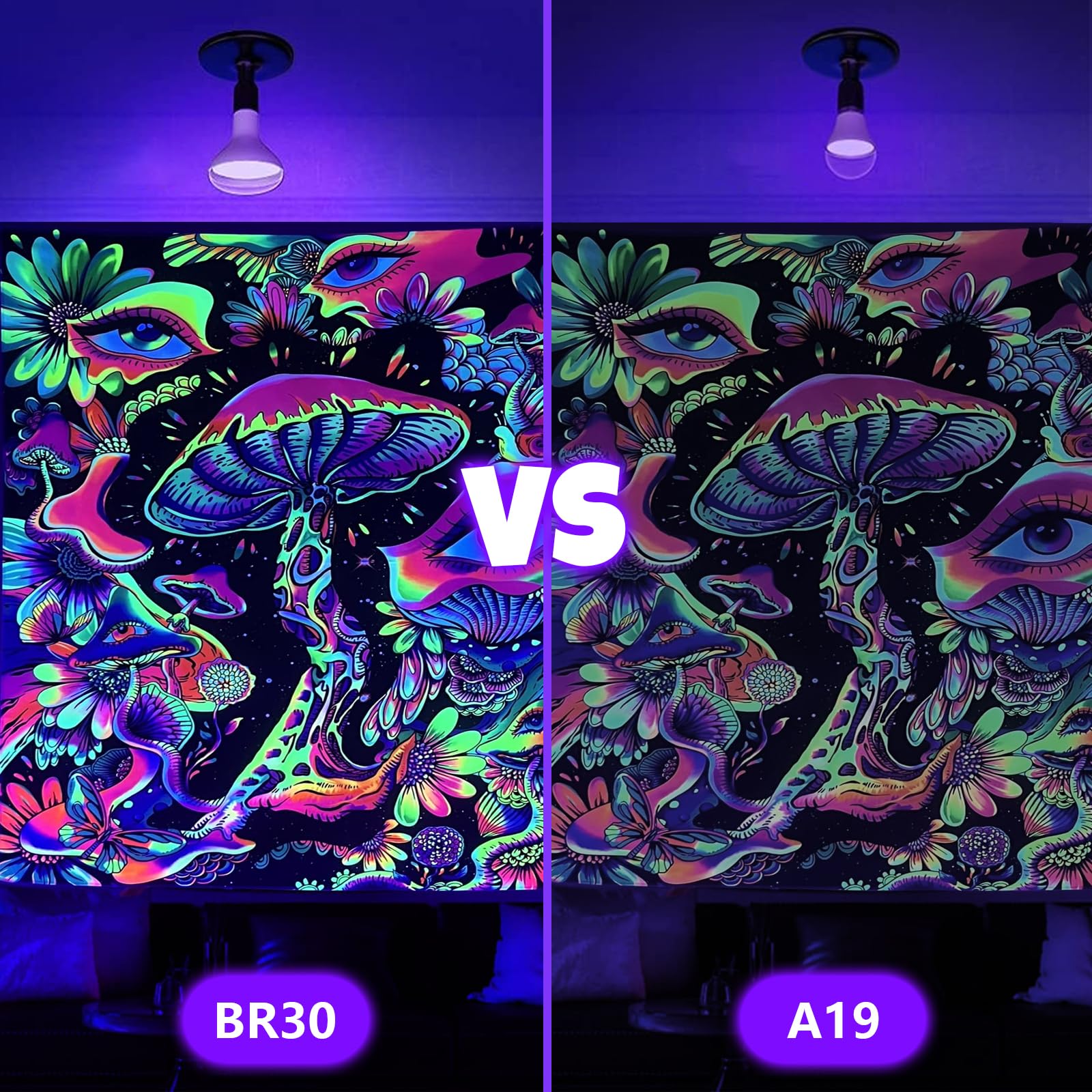 TigQiang blacklight bulbs are ideal for Halloween decor and neon crafts.