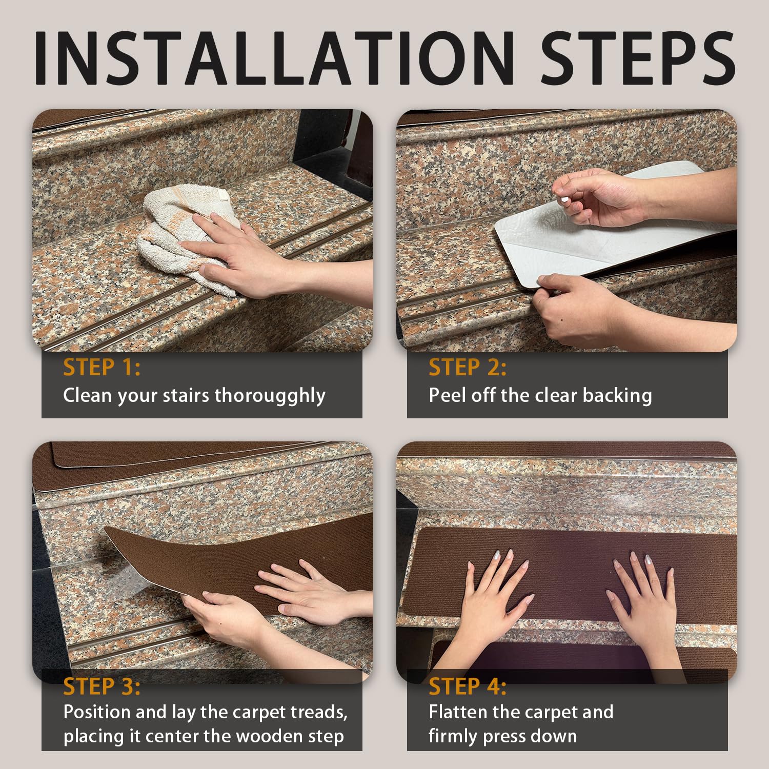 Tigsport nonslip stair treads reduce stair noise for quieter steps