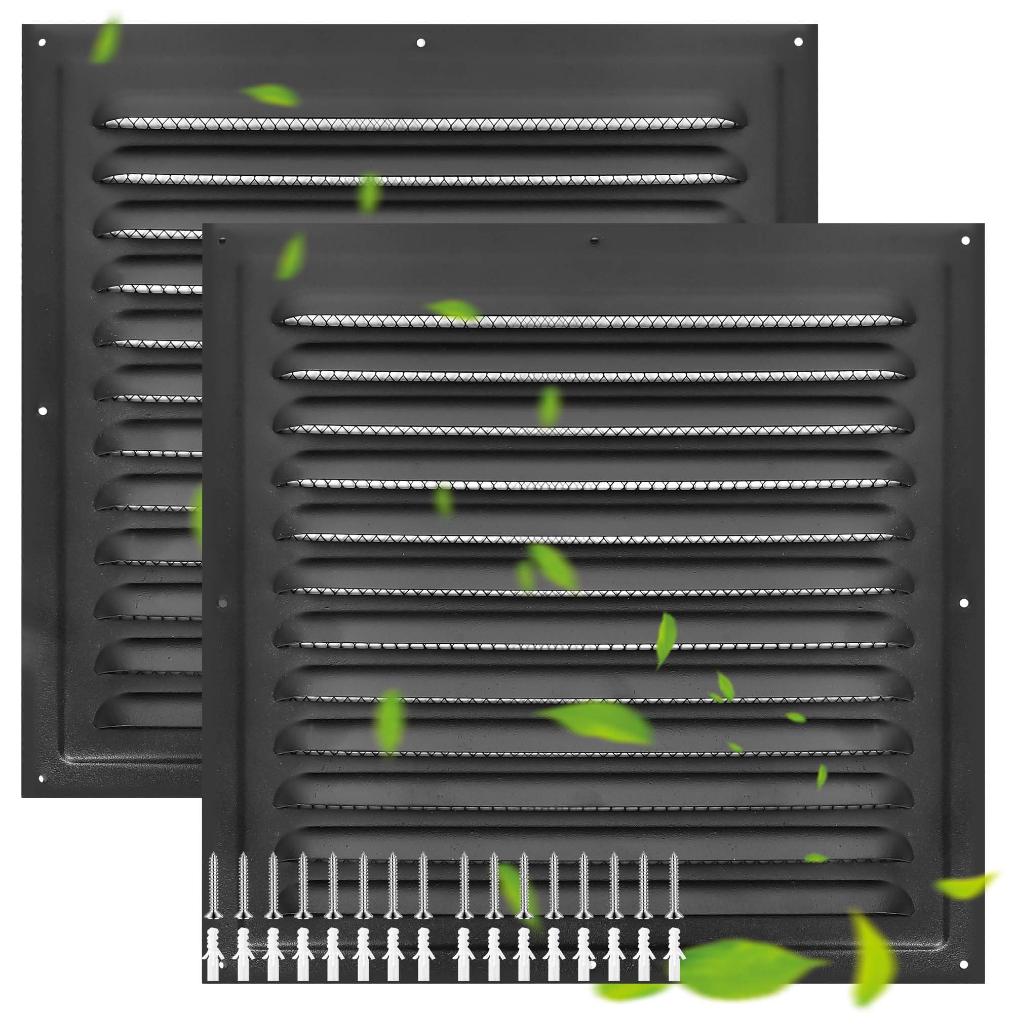 TIHCXNY black matt 2-pack gable vent front view enhances exterior ventilation with modern style.