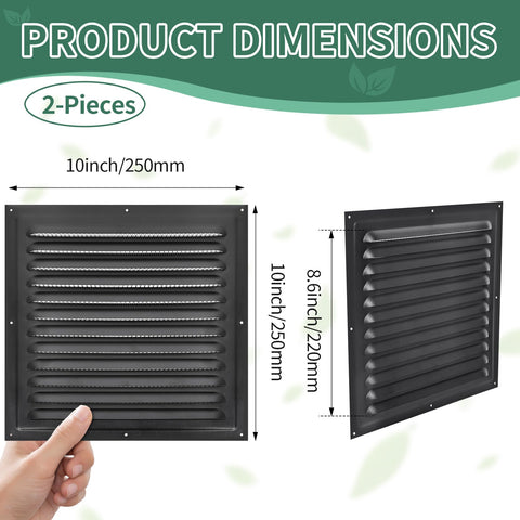TIHCXNY black matt 2-pack gable vent mesh back detail keeps insects out.