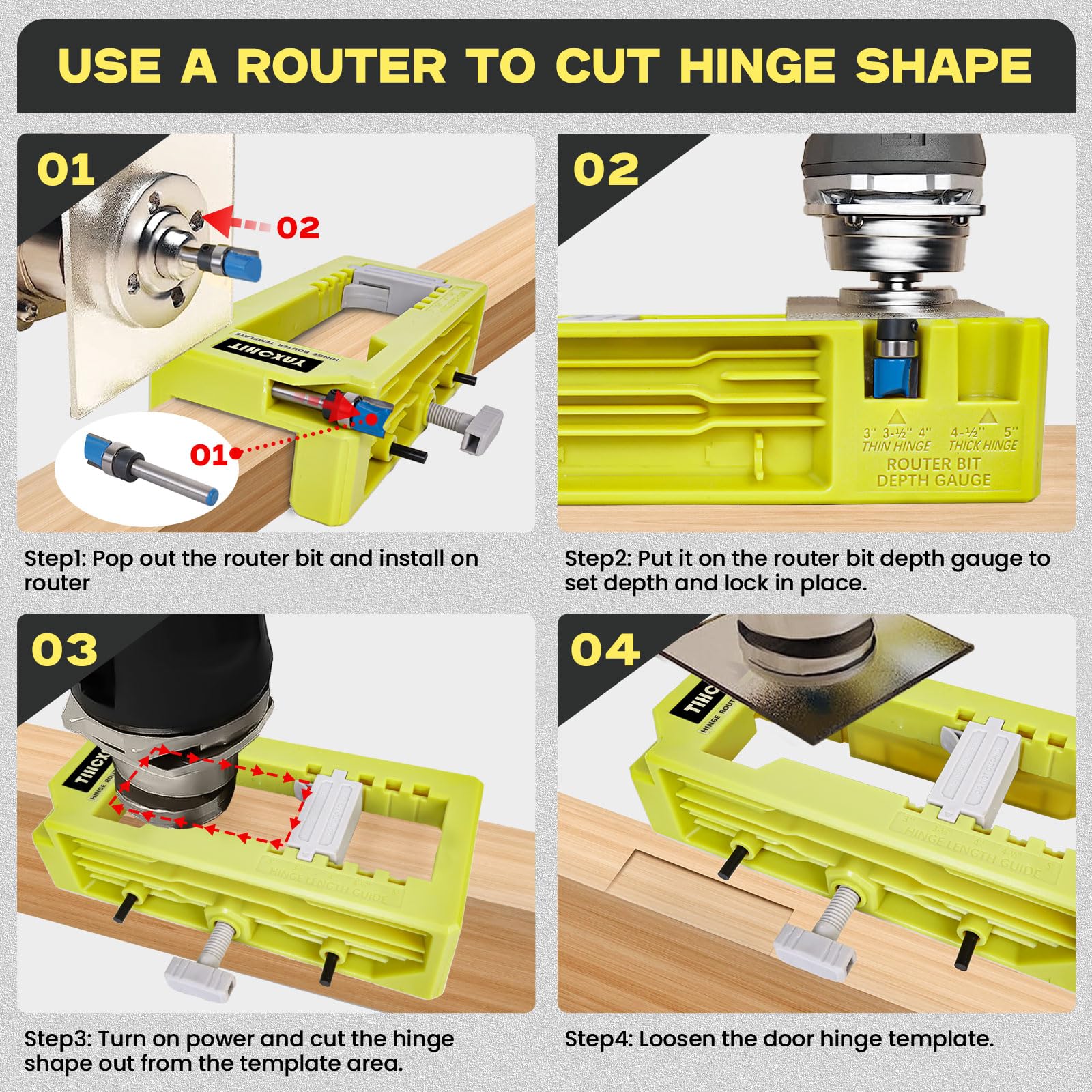 TIHCXNY depth gauge on template helps set router depth accurately