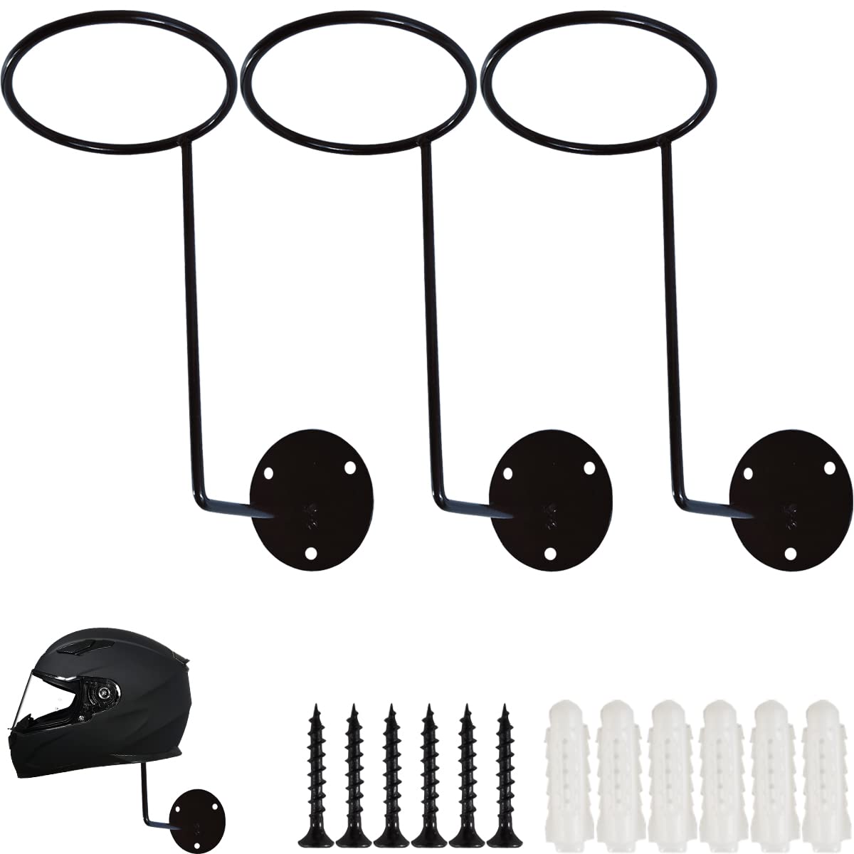 TIHOOD helmet hanger wall-mounted in black keeps gear organized