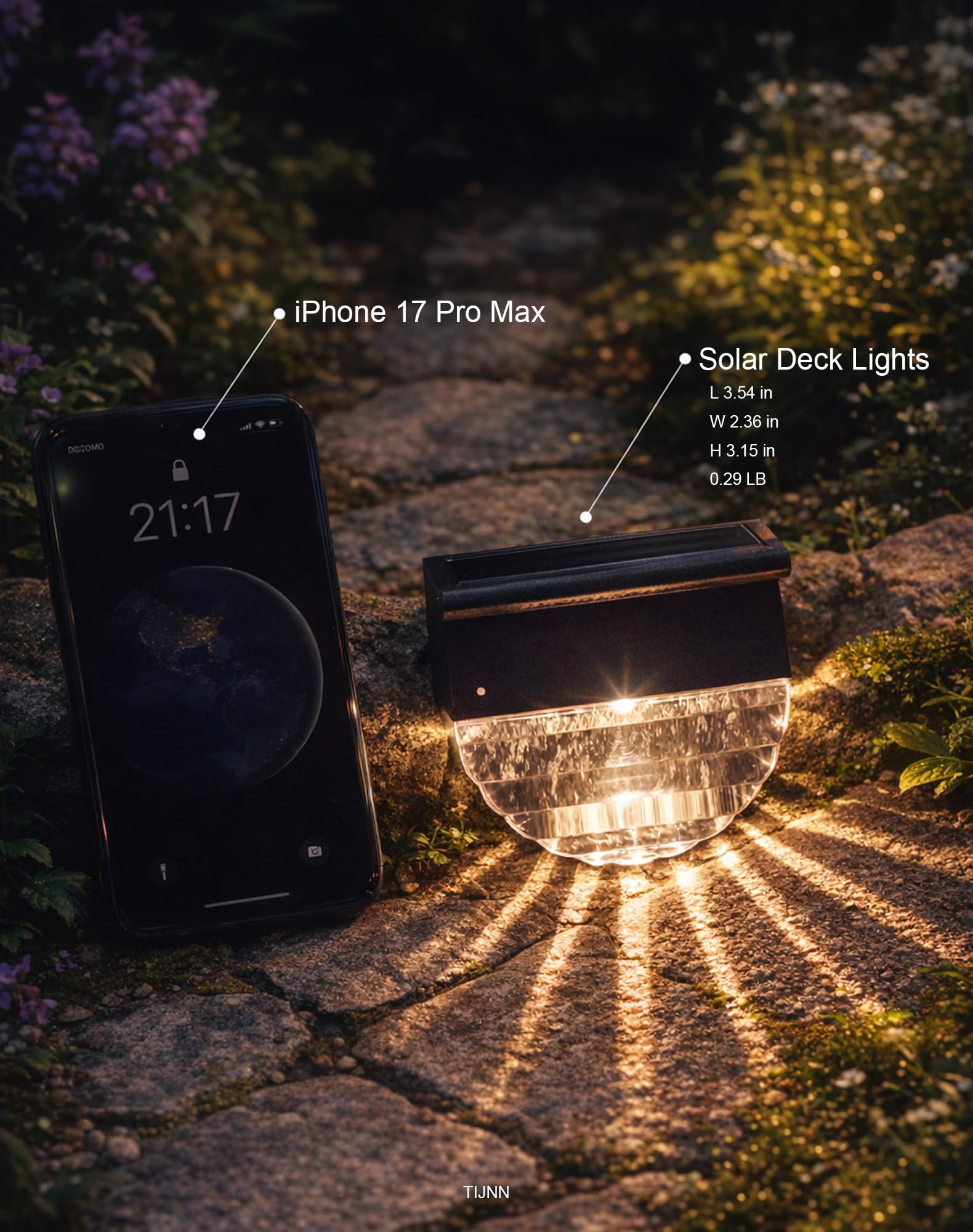 TIJNN 6-pack solar deck lights for complete outdoor coverage.