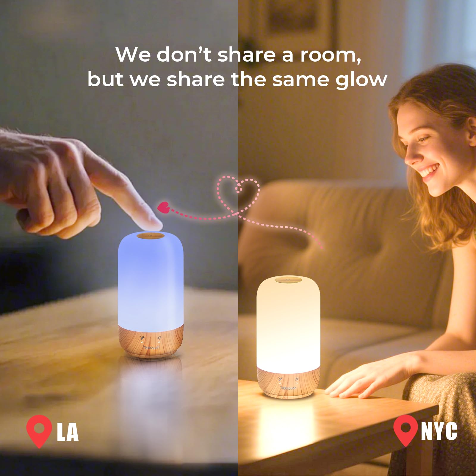 Tikkitouch couple lamp with touch control enabling instant partner light