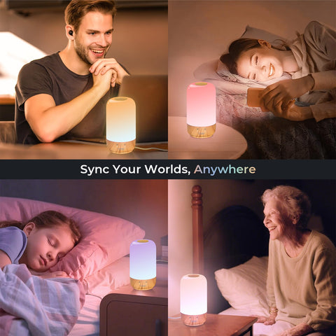 Tikkitouch lamps showcasing group connect to share light across distance