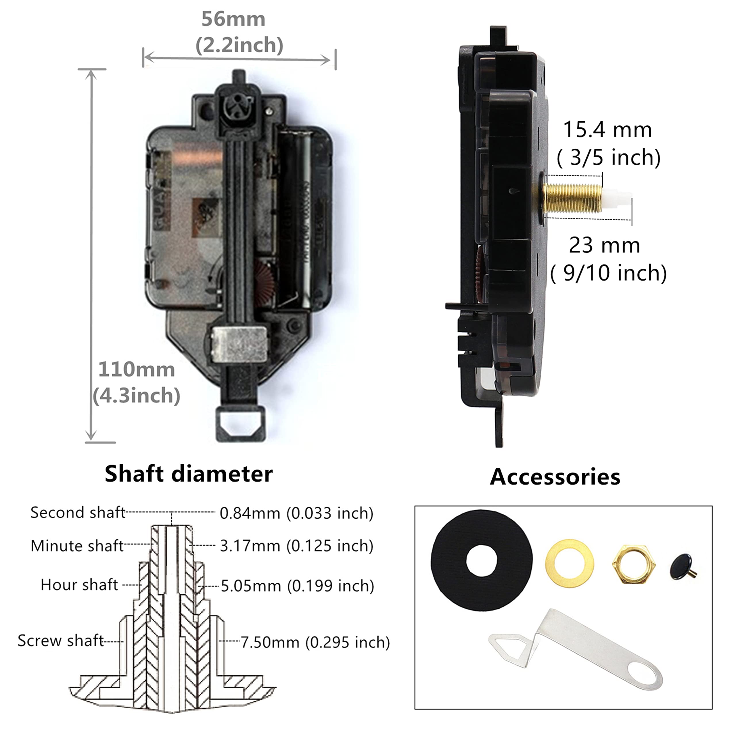 Tikround 23 mm shaft length pendulum movement ready for installation