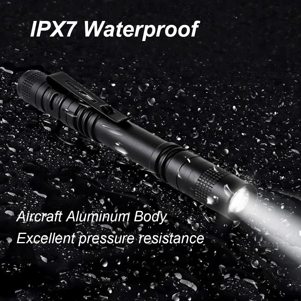 Tileon Pen Flashlight tempered-glass lens detail shows scratch resistance.