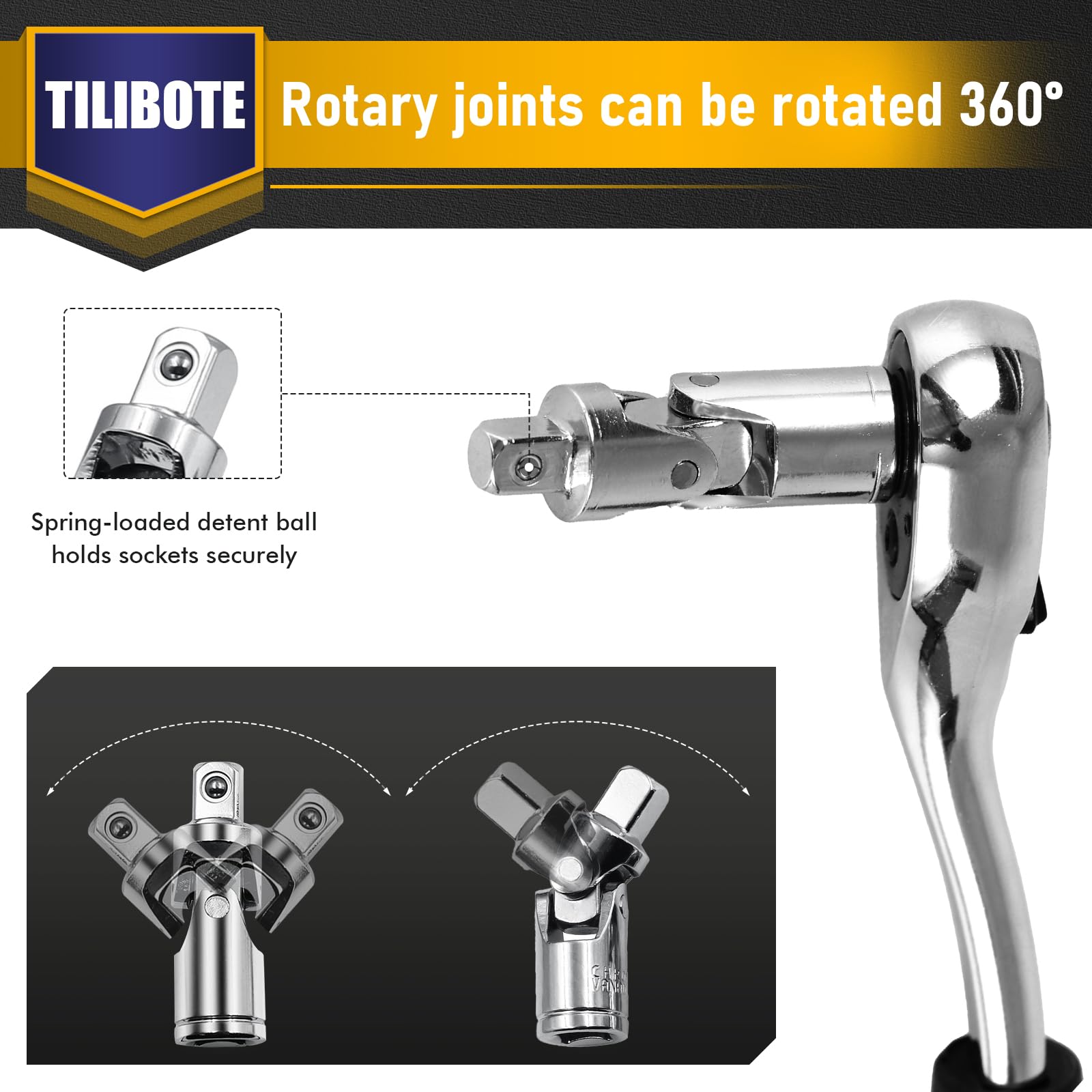 TILIBOTE universal joint and flexible extension for tight spaces