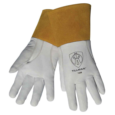 Tillman 1338 glove with glide patch for smoother welding movement.
