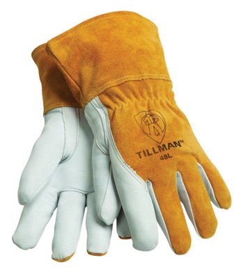 Tillman 48L brown goatskin welding glove with fleece lining for MIG welding