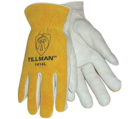 Tillman 1414L unlined cowhide glove palm close-up for durability.