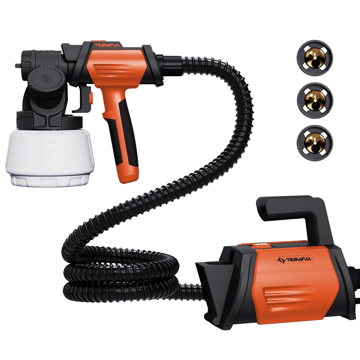 Tilswall Shark 800W paint sprayer side-feed for easy loading and less waste