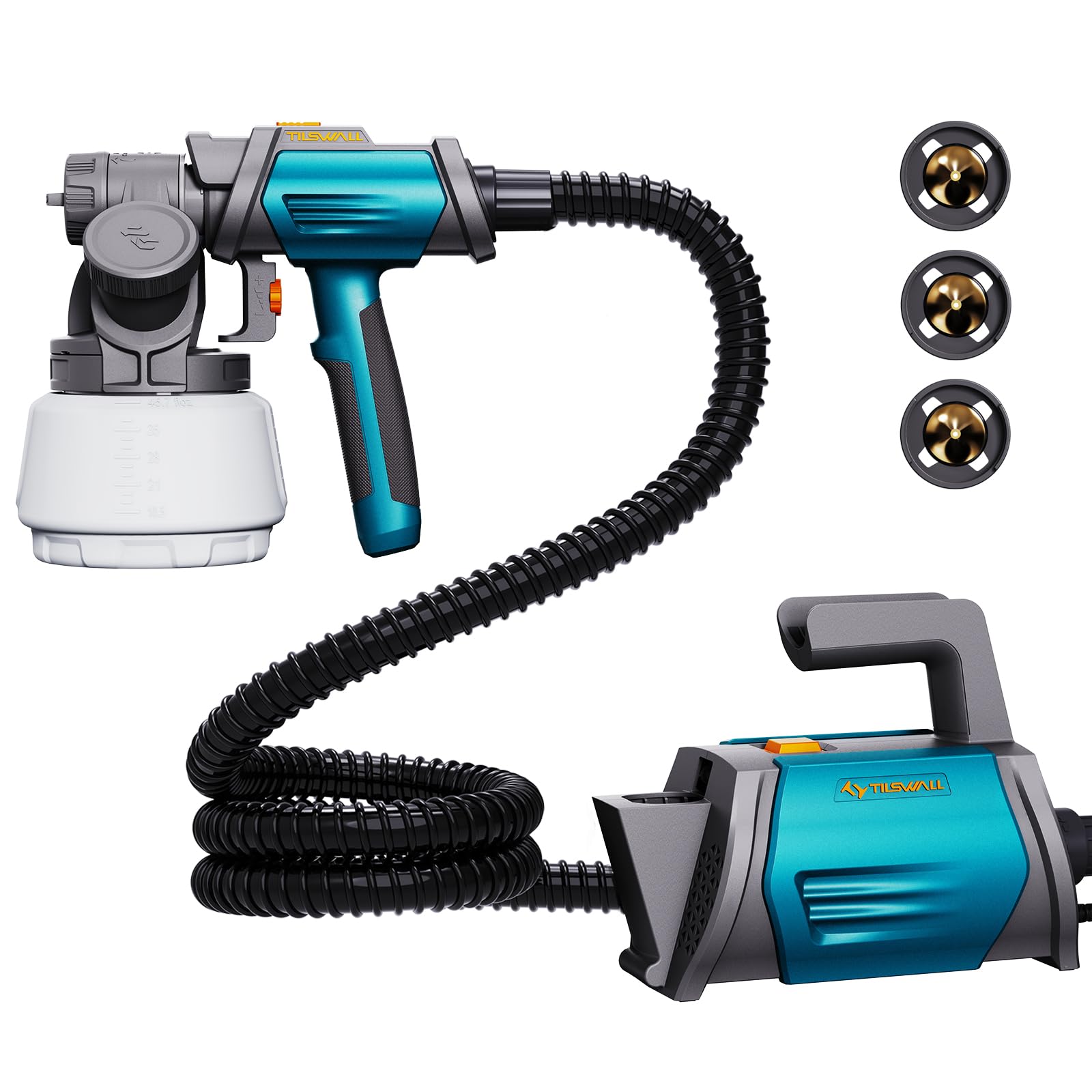Tilswall Shark 800W side-feed sprayer enabling easy reloads and cleaner painting