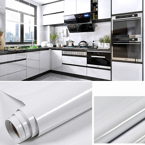 Tiltil glossy white wallpaper 23.6x197 inches long roll.