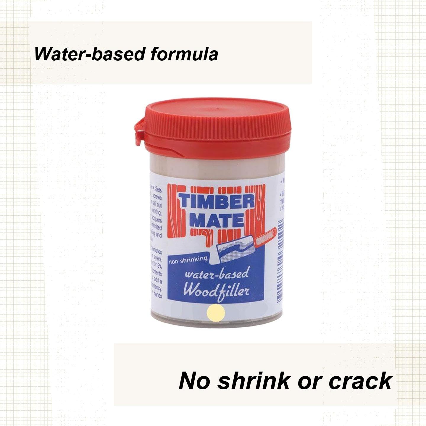 Timbermate stainable filler accepts finishes for color matching on furniture.
