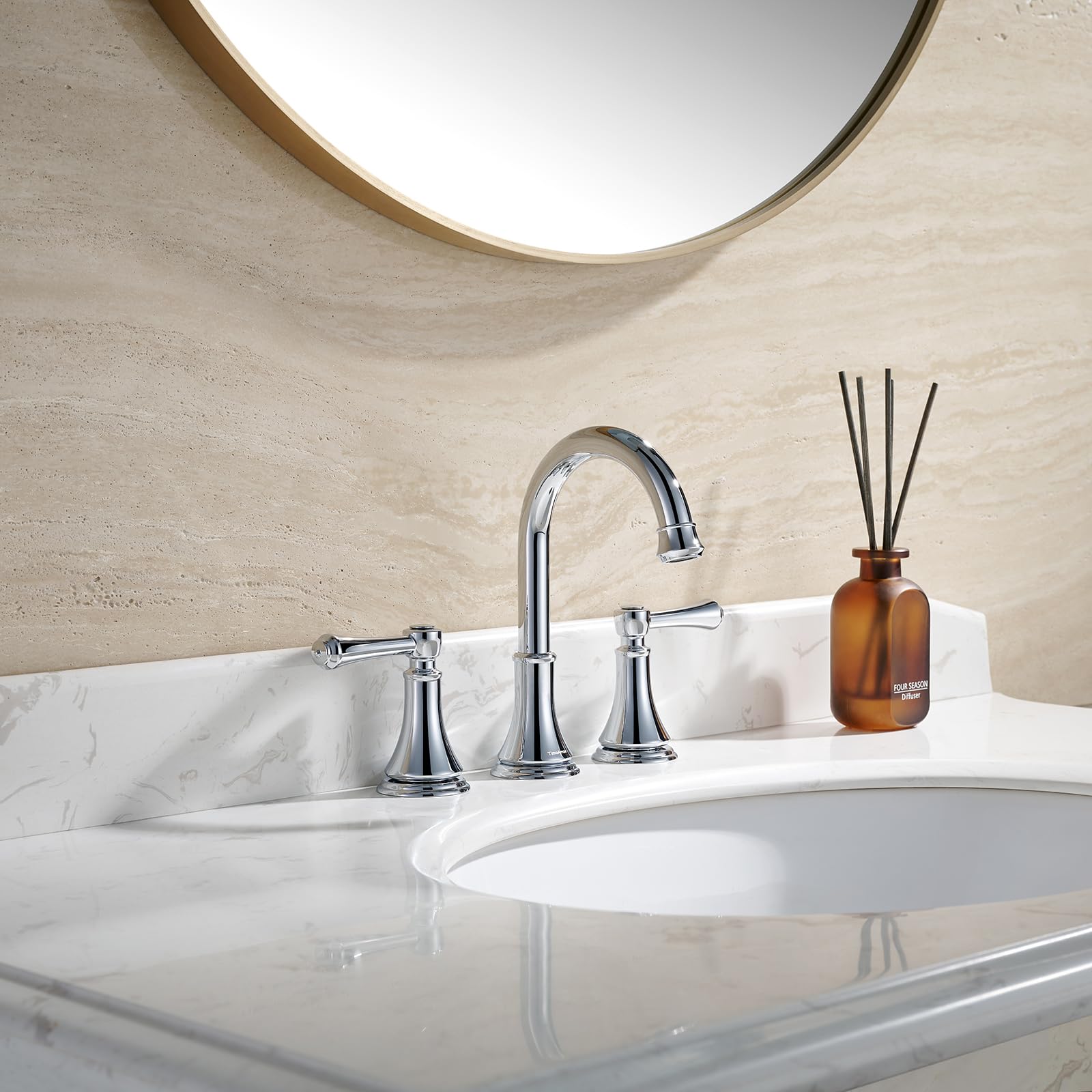 TimeArrow gooseneck 360 swivel spout for easy reach and full sink clearance.