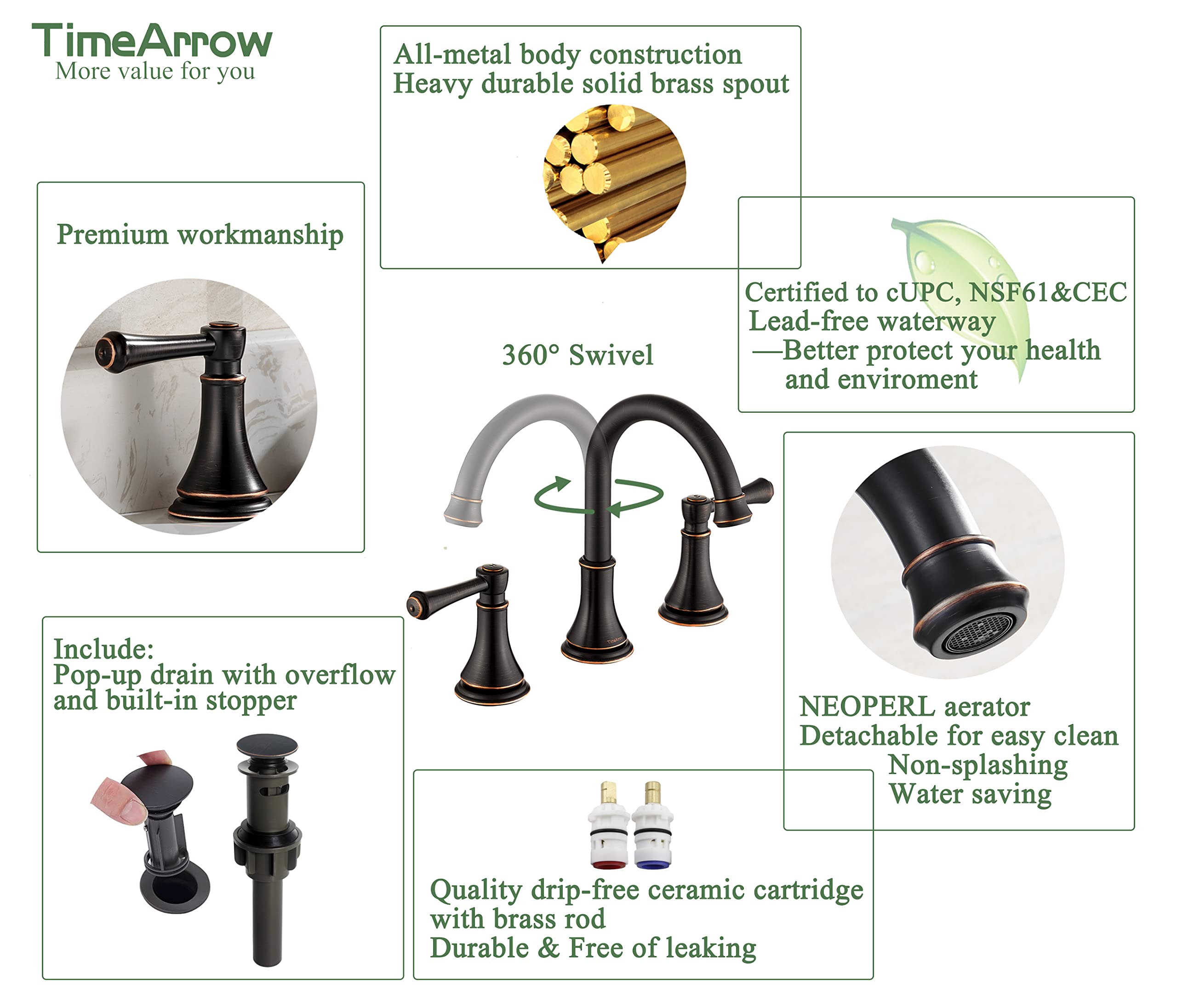 TimeArrow Orb pop-up drain included for hassle-free vanity setup