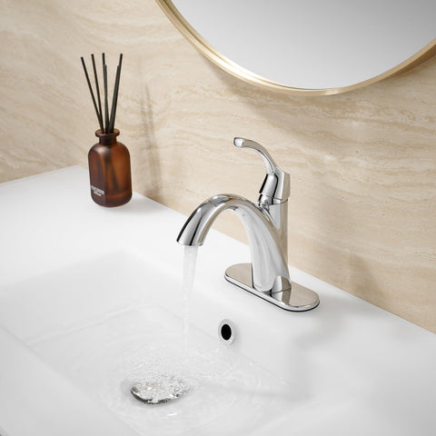 TimeArrow TAF206-CP chrome faucet pop-up drain with overflow integrated for control.