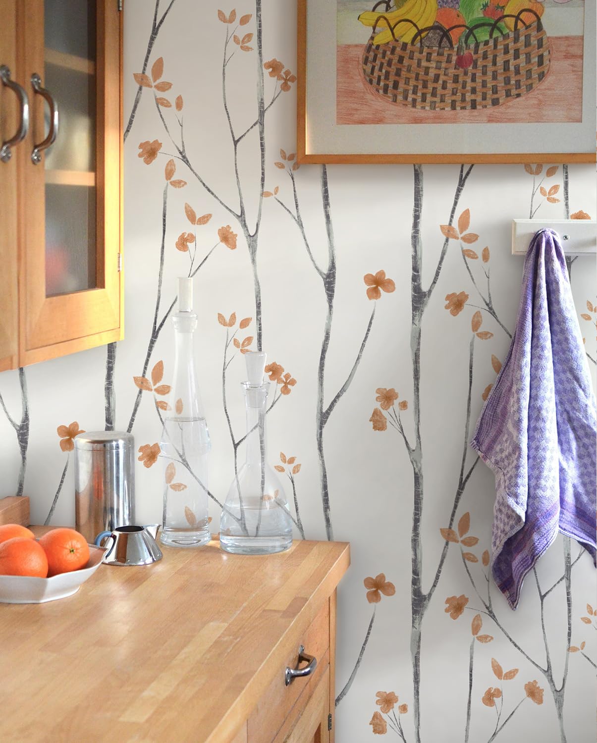 Timeet orange flowers and vines add cheerful color and a nature-inspired focal point