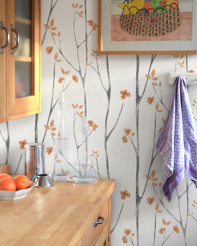 Timeet orange flowers and vines add cheerful color and a nature-inspired focal point