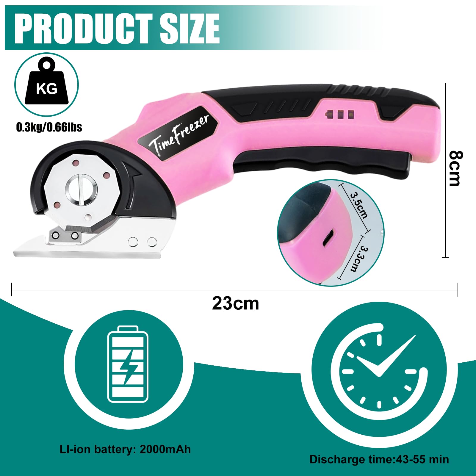 TimeFreezer cordless rechargeable battery bar highlights portable, cord-free operation.
