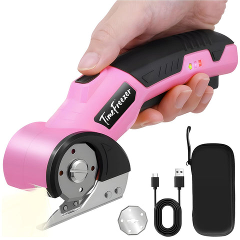 TimeFreezer electric cardboard cutter motor close-up showing heavy-duty cutting capability.