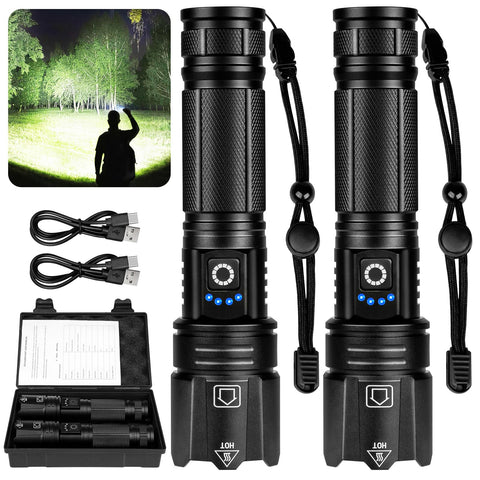 TIMSUMR 90,000 lumen flashlight front view for home and outdoor readiness.