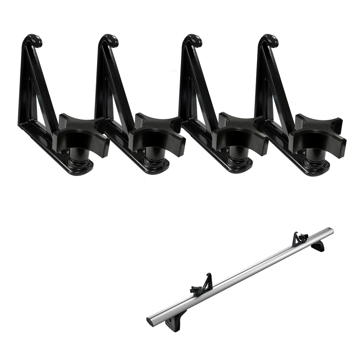 Timilge Load Stops crossbar secures ladders on roof racks for safety