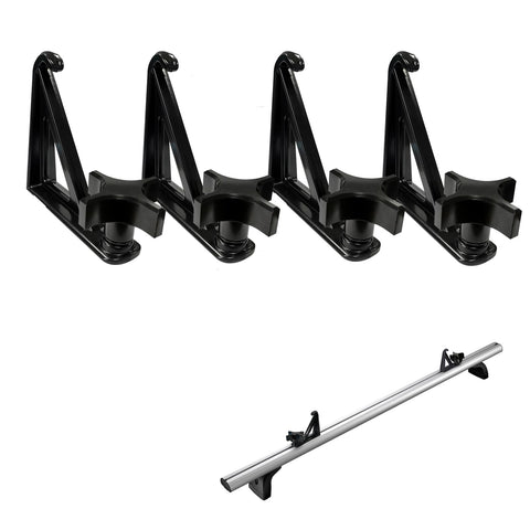 Timilge Load Stops crossbar secures ladders on roof racks for safety