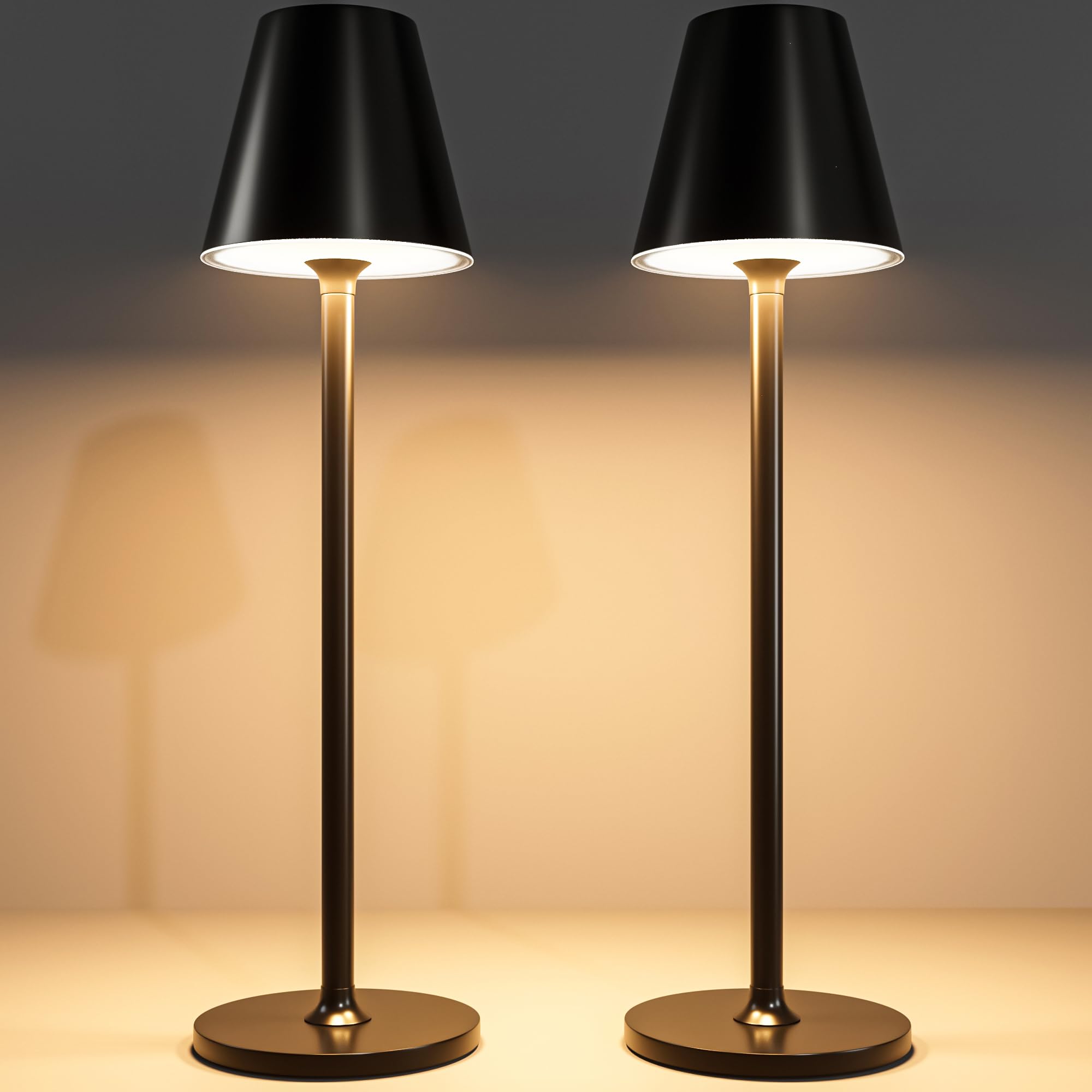 Timjorman cordless table lamp with metal base for stable lighting